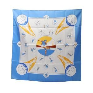 HERMES White Silk Scarf